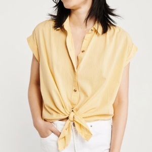 Short-Sleeve Tie-Front Poplin Shirt by A&F